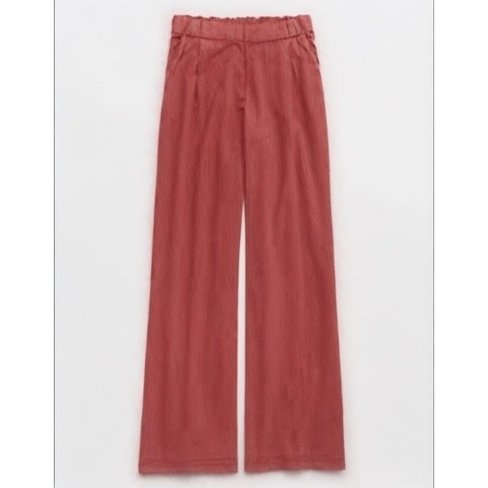 Aerie New Heights Street Trouser Pants Rust Red Cotton Wide Leg Sweatpants XL